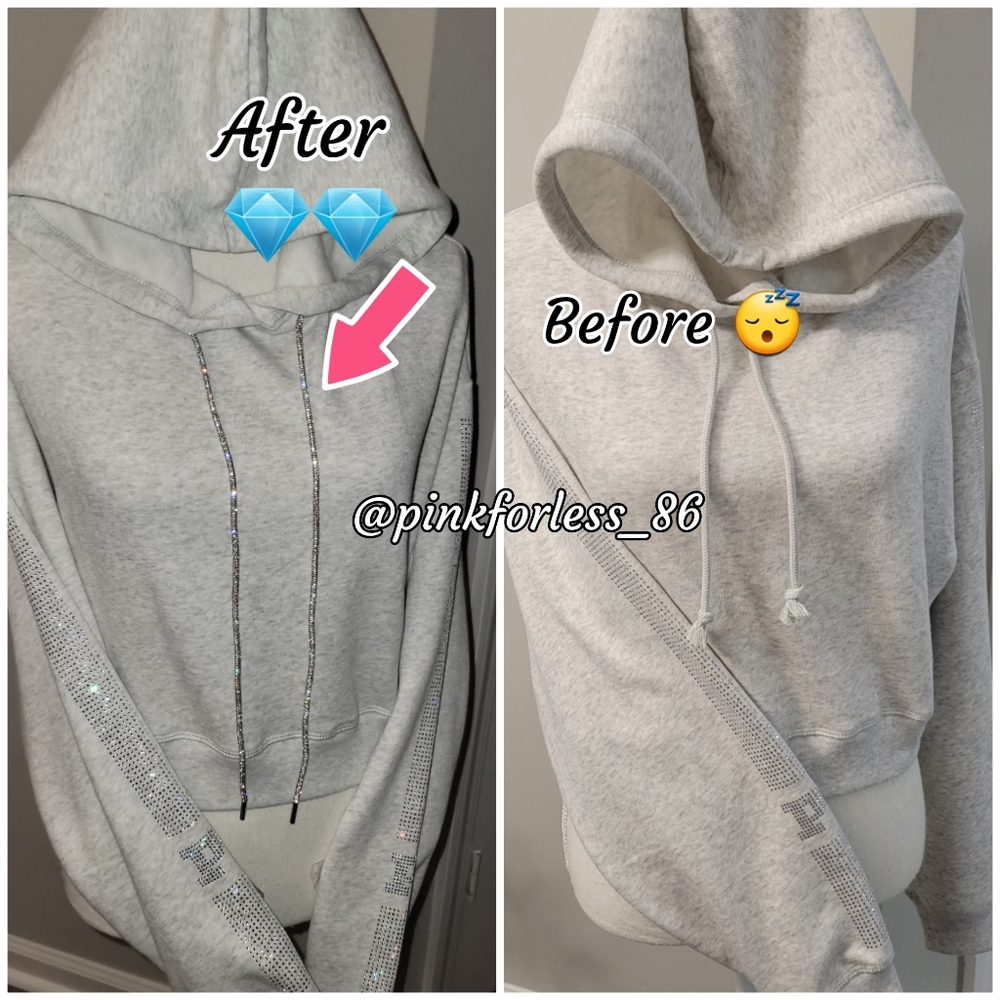 VS PINK BLING CROP HOODIE